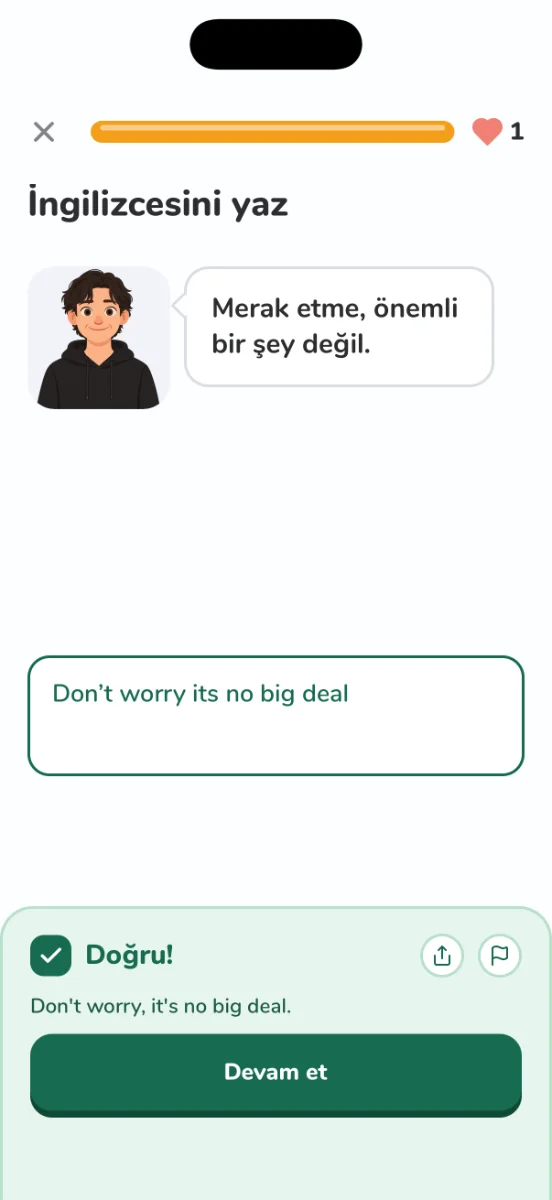 Cümle kurma ekranı