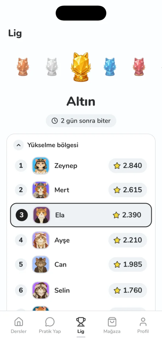 Liderlik tablosu ekranı